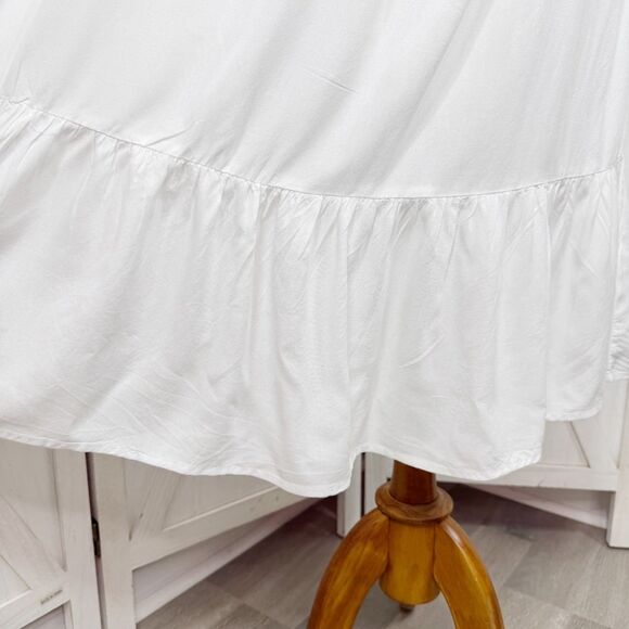 Raviya Crochet Bodice Top Tiered Boho Midi Dress Cover Up White Multi Medium - Picture 7 of 13